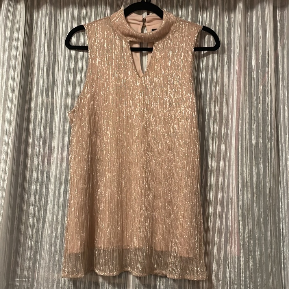 Adiva;Size Large Shimmery Blush Pink, fully lined; sleeveless top
